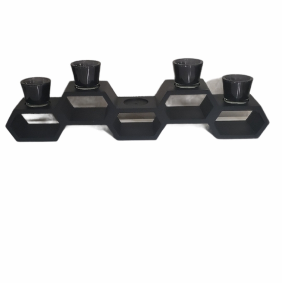 Bed Bath & Beyond Other - Honeycomb Black Wood Votive Tea Candle Holder 4